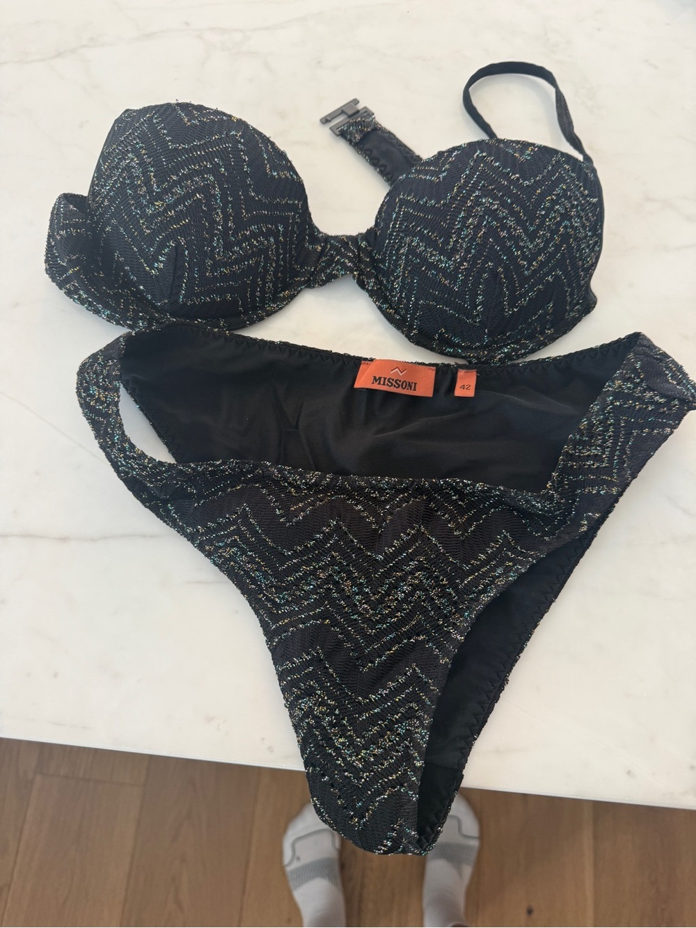 Missoni Black Zigzag Metallic-Thread Bikini Set